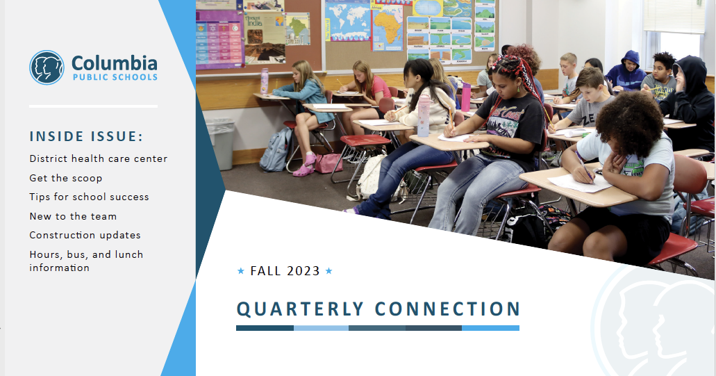 Fall 2023 CPS Quarterly Report Cover image of students in class on the first day of school. 